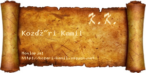 Kozári Kamil névjegykártya